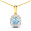 14KT Yellow Gold 0.96ct Aquamarine and Diamond Pendant with Chain