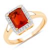 14KT Yellow Gold 1.20ctw Fire Opal and White Diamond Ring