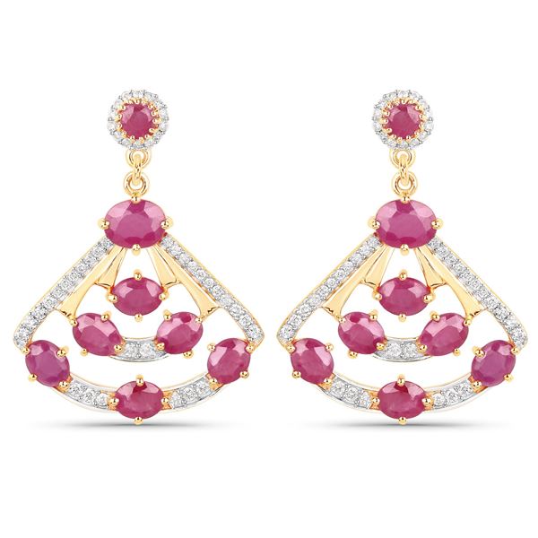 14KT Yellow Gold 3.50cts Ruby and Diamond Earrings