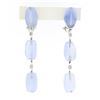 Image 1 : Antonini 18K White Gold Chalcedony Bead Round Diamond Long Drop Dangle Earrings