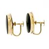 Image 3 : Vintage 14k Yellow Gold Bezel Set Oval Black Onyx Button Screw-On Earrings