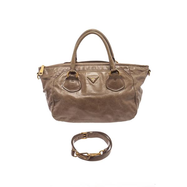 Prada Beige Leather Two Way Bag