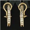 Image 2 : Classic 14K Yellow Gold 0.60 ctw Round Channel Diamond Huggie Cuff Omega Earring