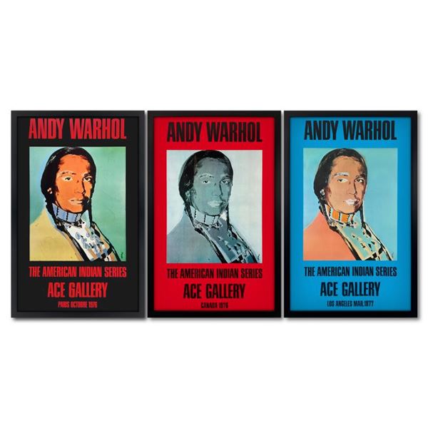 American Indian Series 3 Piece Set (Black, Red & Blue) by Warhol (1928-1987)