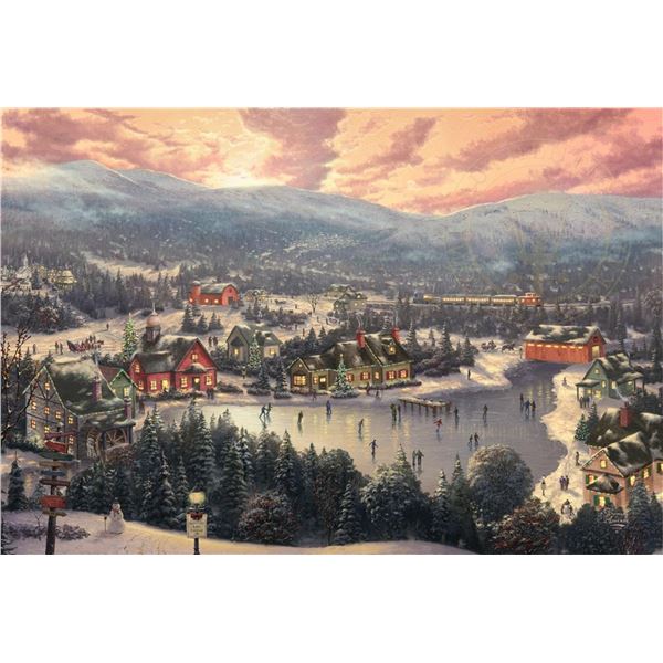 Sunset on Snowflake Lake by Thomas Kinkade