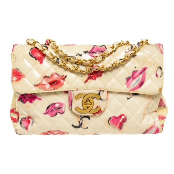 Chanel Cream Flap Lip Shoulder Bag