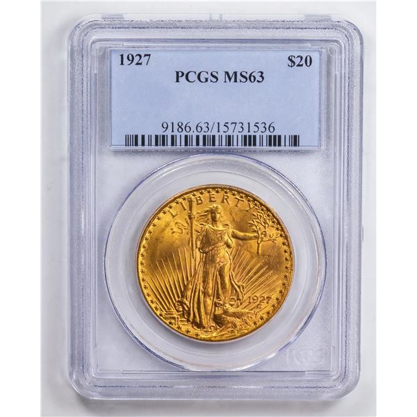 1927 $20 Double Eagle Gold Coin PCGS MS63