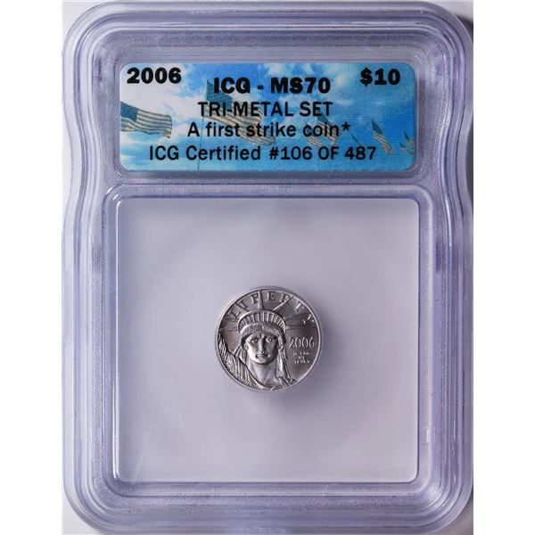 2006 $10 American Eagle Platinum Coin ICG MS70