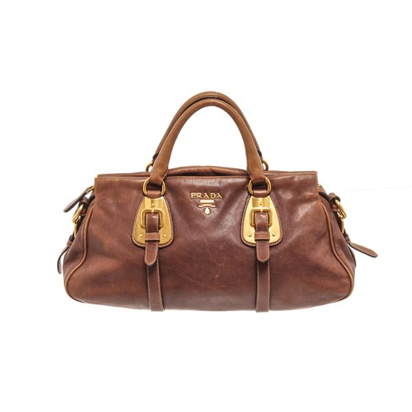 Prada Brown Leather 2 Way Bag