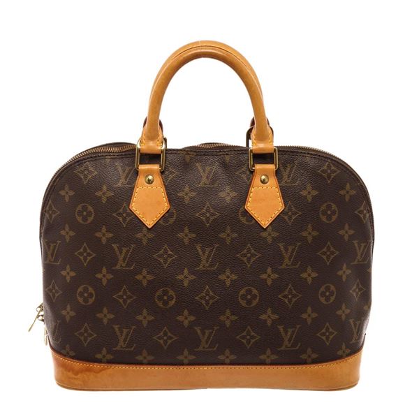 Louis Vuitton Brown Monogram Canvas Leather Alma Satchel Bag