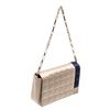 Image 2 : Chanel Beige Blue Satin Chocolate Bar Chain Shoulder Bag