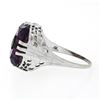 Image 6 : Antique Art Deco 14K White Gold Custom Cut Amethyst Diamond Etched Filigree Ring