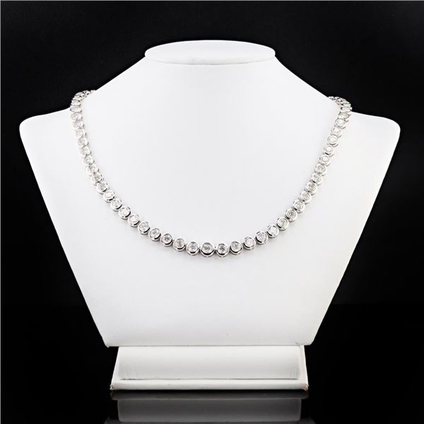 20.49 ctw Diamond 18K White Gold Tennis Necklace