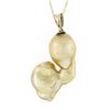Image 2 : Vintage 14K Yellow Gold Large Baroque Pearl Solitaire Pendant 18" Chain Necklace