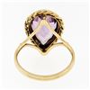 Image 6 : Handmade Vintage 14K Yellow Gold 5.50 ctw Pear Amethyst Ring w/ Twisted Wire Fra