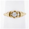 Image 1 : Antique 10k Gold .25 ctw Old European Diamond Flower Prong Setting Engagement Ri