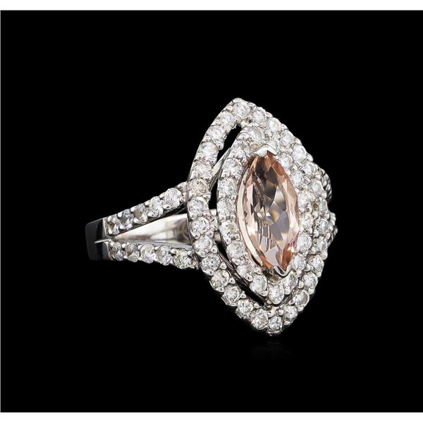 14KT White Gold 1.20 ctw Morganite and Diamond Ring