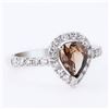 Image 3 : 0.90 ctw Fancy Brown CENTER Diamond Platinum Ring (1.39 ctw Diamonds)