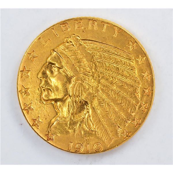 1910 $5 Indian Head Half Eagle Gold Coin CU