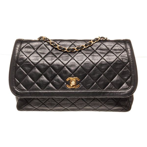 Chanel Black Leather Single Flap Chain Shoulder Bag