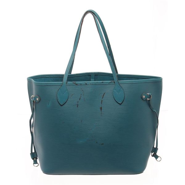 Louis Vuitton Teal Blue Epi Leather Neverfull MM Tote Bag