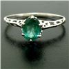 Image 2 : Vintage 14k White Gold 1.38 ctw Prong Set Oval Cut Emerald Filigree Solitaire Ri