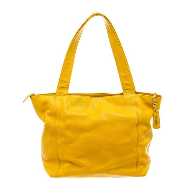 Chanel Yellow Leather Vintage CC Shoulder Bag