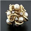 Image 2 : Vintage 14k Yellow Gold 0.15 ctw Round Diamond & 6mm Pink Pearl Statement Ring