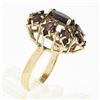 Image 7 : Vintage 14K Yellow Gold Marquise Prong Garnet Open Spray Flower Cocktail Ring