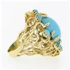 Image 5 : Vintage 18k Gold Large Oval Cabochon Cut Turquoise Open Coral Reef Freeform Ring
