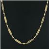 Image 3 : Fancy 14K Gold 29" Grooved Oval Bead Textured Open Bar Link Long Chain Necklace