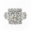 Image 4 : Antique Art Deco Platinum 1.74 ctw Euro Diamond Solitaire & Halo Engagement Ring