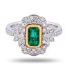 Image 1 : 0.87 ctw Emerald and 0.42 ctw Diamond 18K White and Yellow Gold Ring