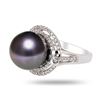 Image 2 : 12mm Tahitian Pearl and 0.37 ctw Diamond 14K White Gold Ring