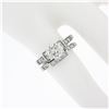 Image 3 : 14K White Gold 1.38 ctw Round 6 Prong Diamond Engagement Ring Matching Band Set