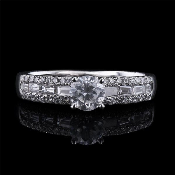 0.53 ctw SI2 CLARITY CENTER Diamond 18K White Gold Uniity Ring (1.01 ctw Diamond