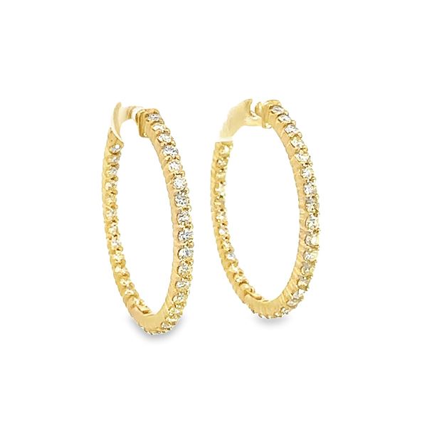 2.10 ctw Diamond Hoop Earrings - 14KT Yellow Gold