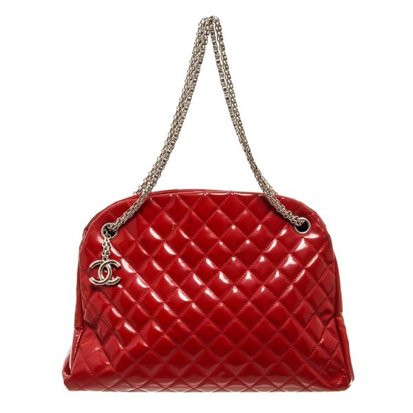 Chanel Red Leather Mademoiselle Bowler Bag