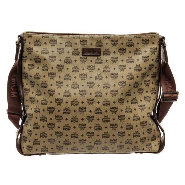 MCM Brown Coated Canvas Crossbody Bag