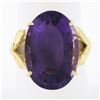 Image 1 : Solid 14k Yellow Gold 15 ctw Large Oval Step Cut Amethyst Solitaire Cocktail Rin