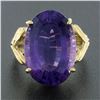 Image 2 : Solid 14k Yellow Gold 15 ctw Large Oval Step Cut Amethyst Solitaire Cocktail Rin