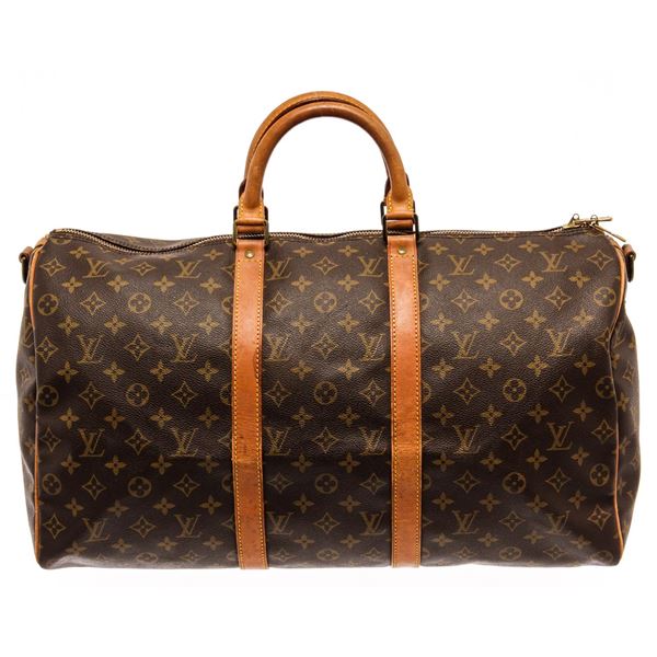 Louis Vuitton Brown Monogram Canvas Keepall Bandouliere 50 Travel Bag