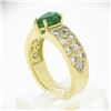 Image 9 : 18k Yellow Gold 3.06 ctw Pear Prong Emerald Solitaire Pave Diamond Engagement Ri