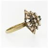 Image 5 : Antique 14k Rosy Yellow Gold 0.20 ctw Emerald Opal Open Spray Cluster Platter Ri