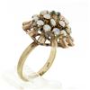 Image 8 : Antique 14k Rosy Yellow Gold 0.20 ctw Emerald Opal Open Spray Cluster Platter Ri