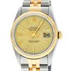 Rolex Mens 18K Yellow Gold And Stainless Steel Champagne Index Fluted Bezel Date