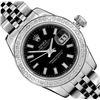 Image 1 : Rolex Quickset Ladies Stainless Steel Black Diamond Bezel Hidden Clasp Jubilee D