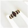 Image 3 : 14K Yellow Gold Garnet Marquise Solitaire w/ Square Faceted Channel Band Ring