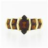 Image 4 : 14K Yellow Gold Garnet Marquise Solitaire w/ Square Faceted Channel Band Ring