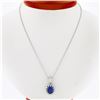 New 14k White Gold 2.59 ctw Oval Tanzanite & Diamond Dual Halo Pendant w/ Chain